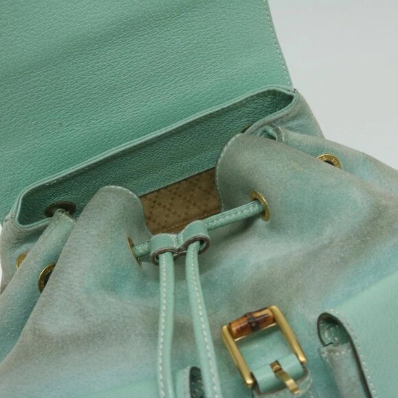 GUCCI Bamboo Backpack Suede Light Blue Auth main image 2